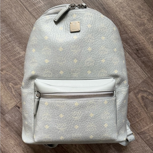 MCM Light Blue Patterned Backpack - Picture 1 of 6
